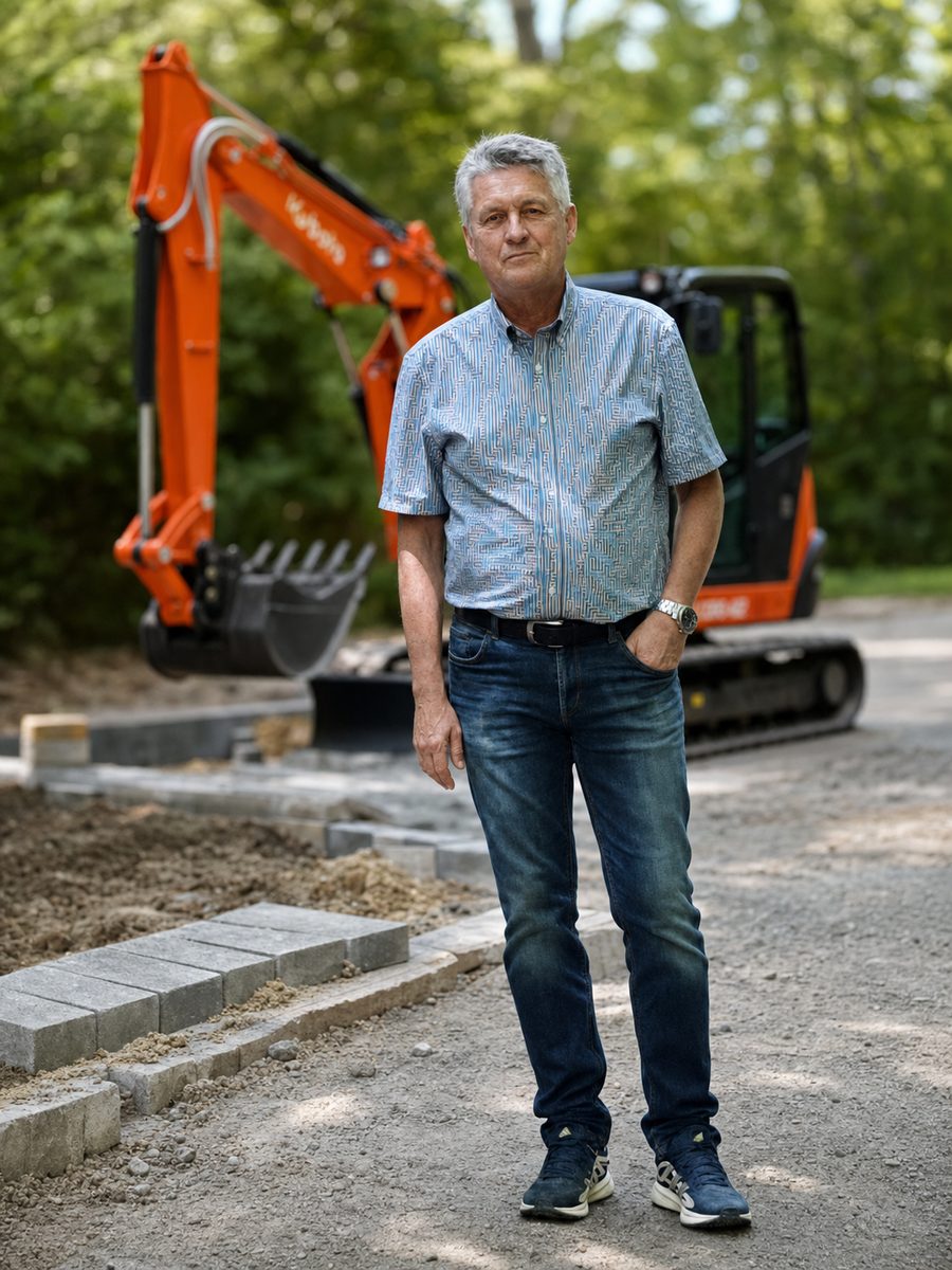 Gesch&auml;ftsf&uuml;hrer Franz Rimb&ouml;ck auf der Baustelle